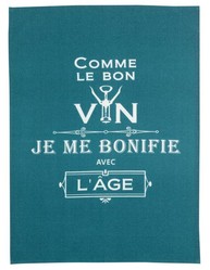 Torchon "Comme le bon vin" vert paon 50 x 70 cm Winkler