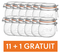 Lot de 12 bocaux 500 ml "Super" Le Parfait ( Offre 11 + 1 offert )