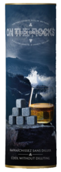 Kit 6 pierres  whisky, pince et sachet On the Rocks Bleu de Bretagne