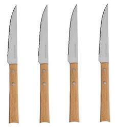 Lot de 4 couteaux  steak 21 cm en acier inoxydable avec manche en bois de marque Genevive Lethu