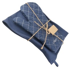 Ensemble gant + torchon Cookut assorti � l'Incroyable Cocotte et po�le : bleu myrtille