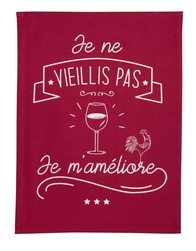 Torchon "Je ne vieillis pas je m'amliore" rouge 50 x 70 cm Winkler