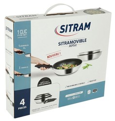 Lot 3 po�les inox antiadh�sives 20-24-28 cm Arp�ge Sitramovible Sitram