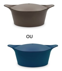 L'Incroyable cocotte ovale 33 cm Cookut compatible tous feux : taupe ou bleu myrtille