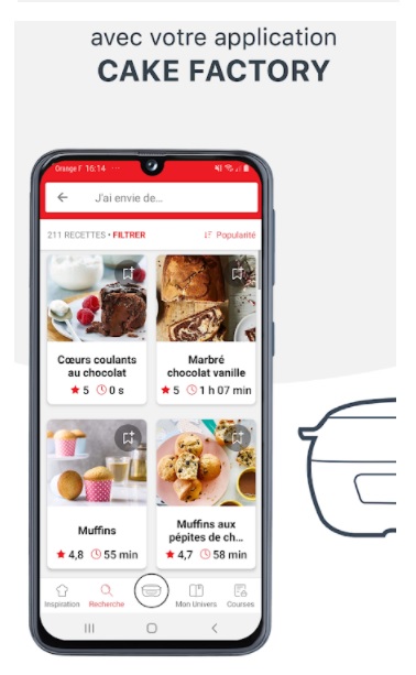 Application Android du Cake Factory de Tefal - Recettes et astuces