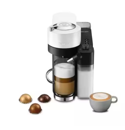 Visuel d'une machine Nespresso Delonghi blanche