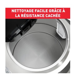 Résistance cachée dans la partie verseuse de la bouilloire pour un nettoyage facile