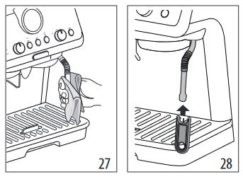 Schma de la notice : comment utiliser l'aiguille de nettoyage de l'expresso Delonghi ALa Specialista Arte Evo EC9255