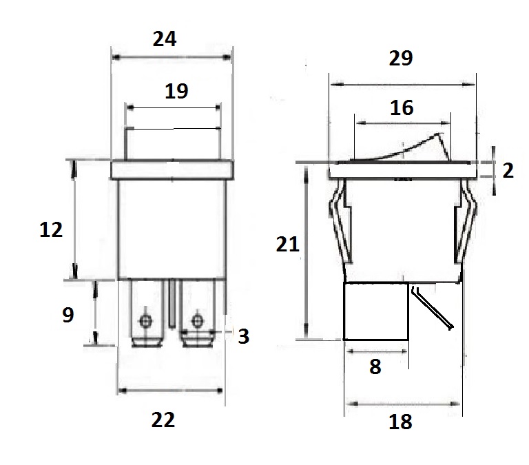 Interrupteur Vorwerk 2 positions 2 cosses a bascule