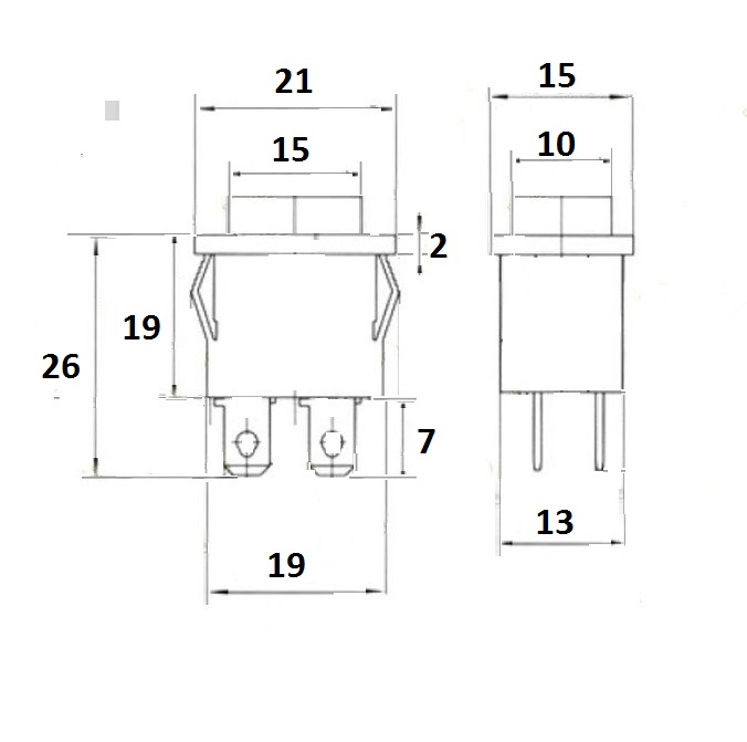 Interrupteur poussoir 3 cosses 2 positions