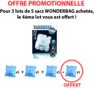 PROMO 3+1 - Sacs wonderbag Original x 5 pour aspirateurs Rowenta