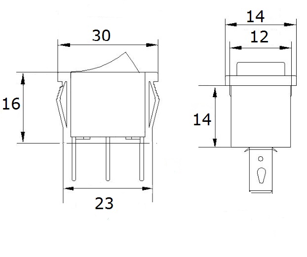 Dimensions interrupteur M0002179 3 cosses