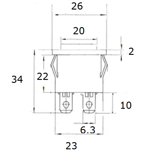 Dimension interrupteur pom0005253 2 positioons